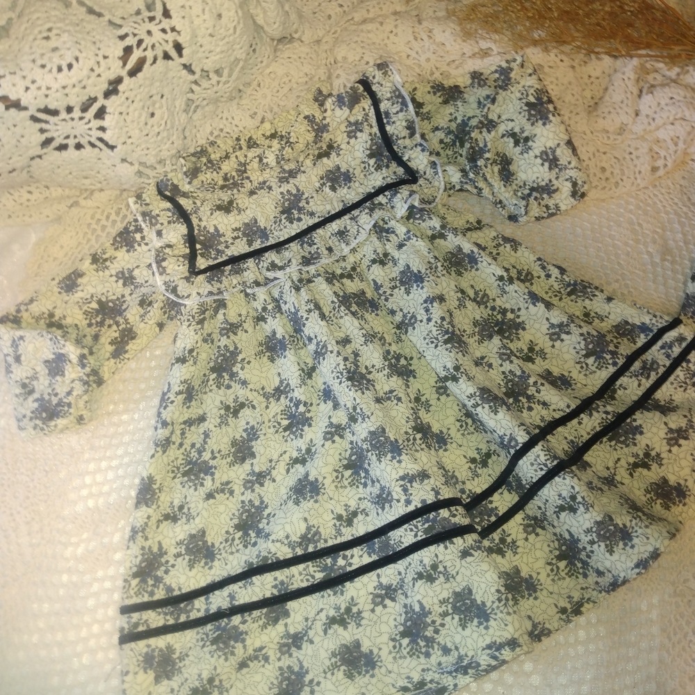 Floral Kids Casual Dress - Black and White